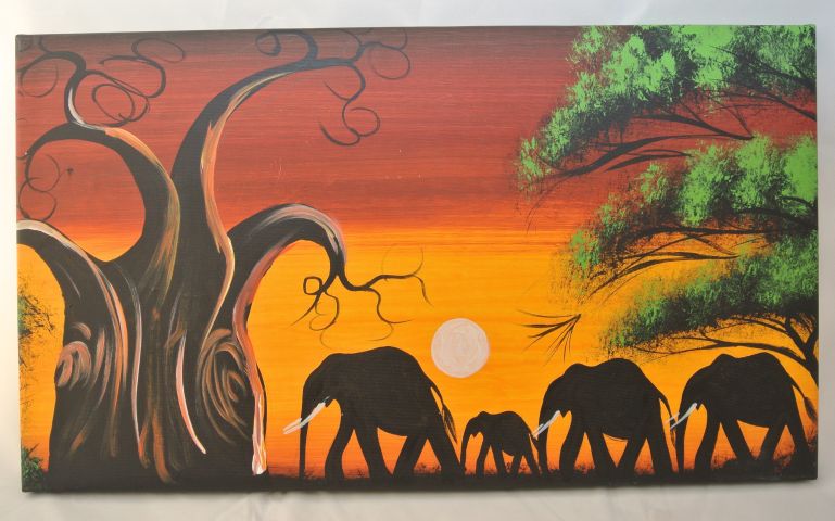 769x480 African Oil Canvas Painting - Elephant Canvas Painting