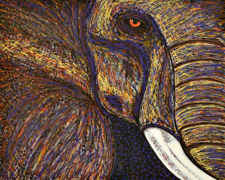 770x615 Saatchi Art African Elephant Eye Painting By Teal Buehler - Elephant Eye Painting