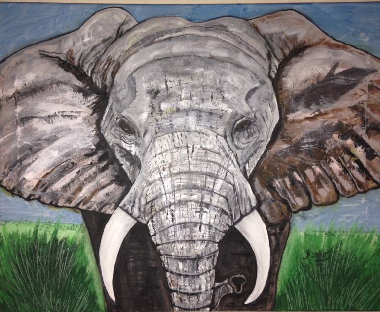 770x631 Saatchi Art Elephant Face Painting By John Rankin - Elephant Face Painting