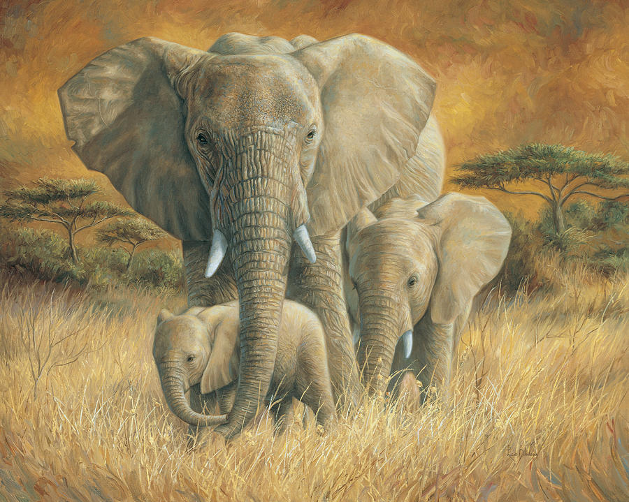 900x719 Elephant Family Paintings Fine Art America - Elephant Family Painting