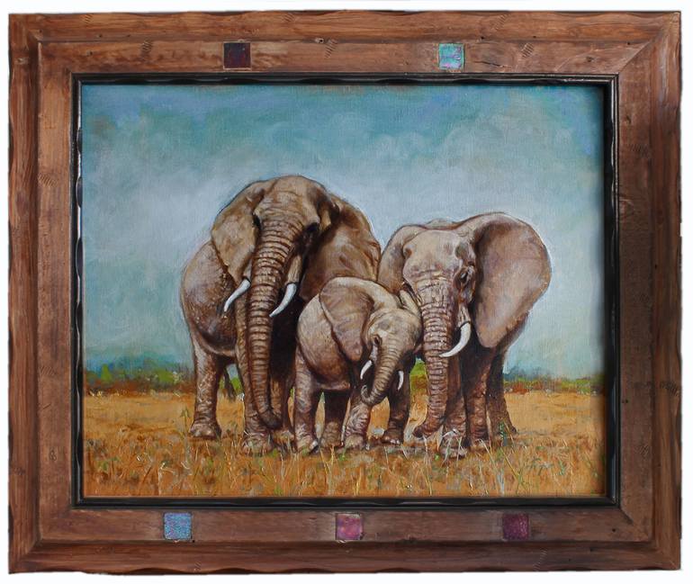 770x649 Saatchi Art Elephant Family Painting By Roger Gordon - Elephant Family Painting