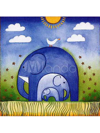 350x467 Elephant Family 6060cm Canvas Kids Oil Painting - Elephant Family Painting