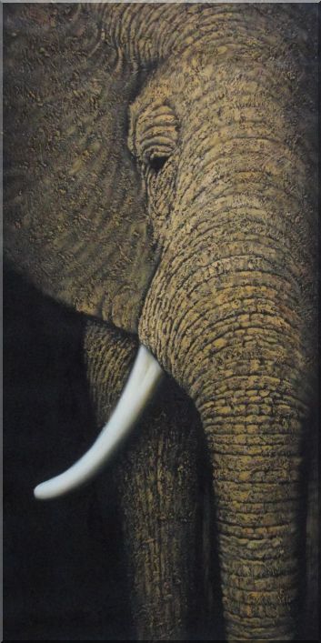 353x707 Large African Elephant Head I Oil Painting Animal Decorative 48 X - Elephant Head Painting