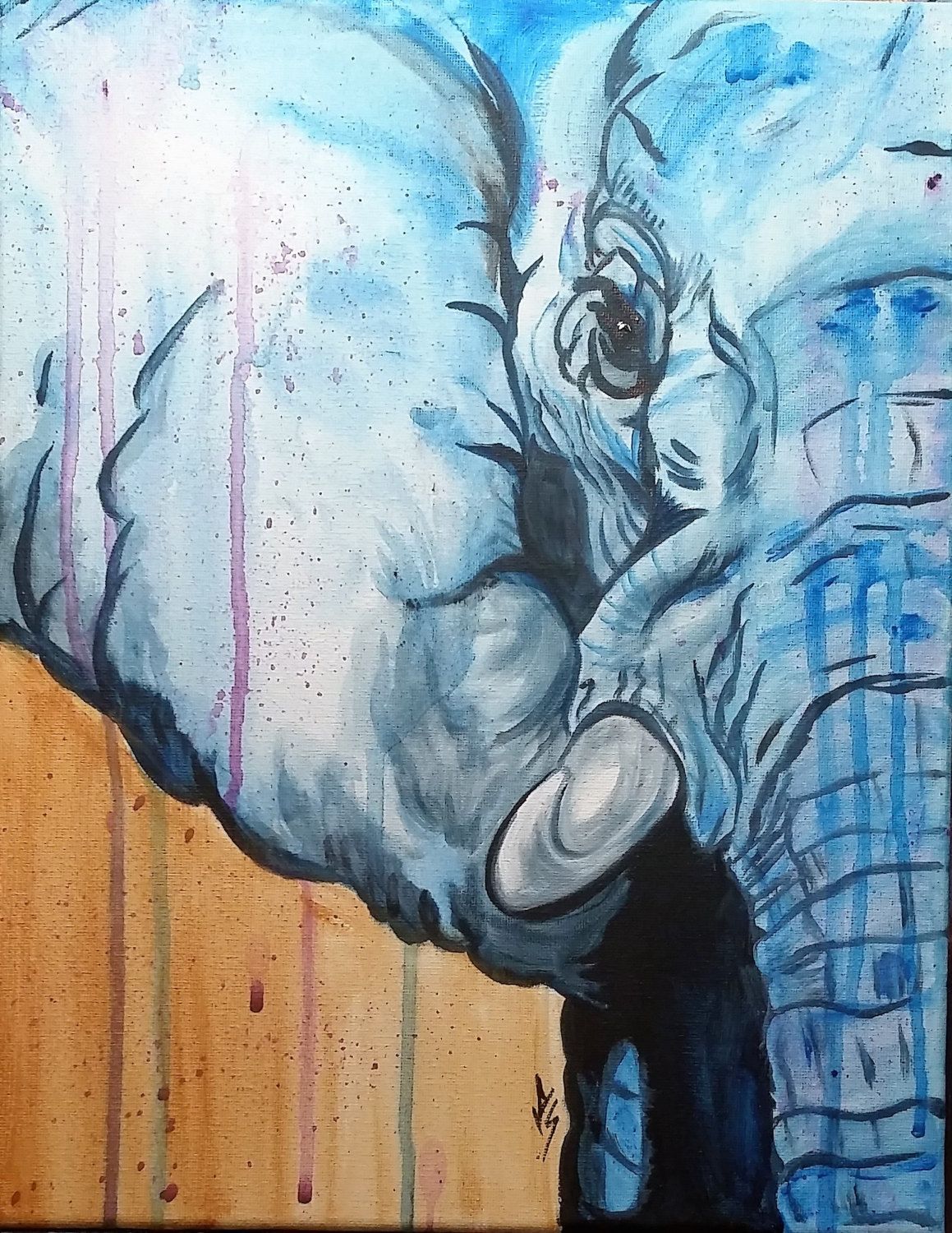 1159x1500 Blue Elephant Head King Of The Jungle Wildlife Endangered Ivory - Elephant Head Painting