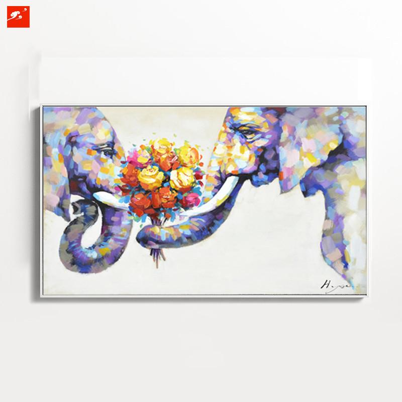 800x800 Limited Edition Elephant Love Hand Painted Canvas - Elephant Love Painting