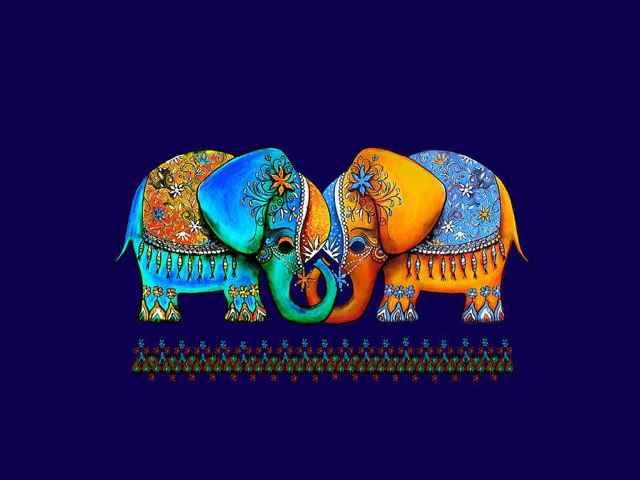 900x675 Littlest Elephant Love Links Painting By Karin Taylor - Elephant Love Painting