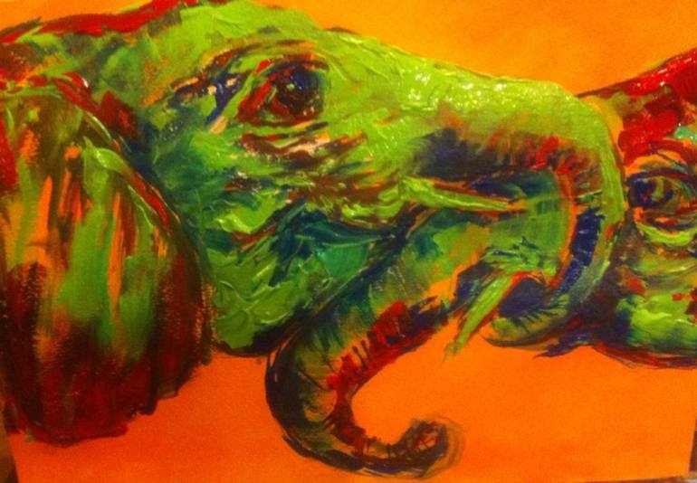 770x534 Saatchi Art Gentle Giants, Elephants, Love, Abstract - Elephant Love Painting