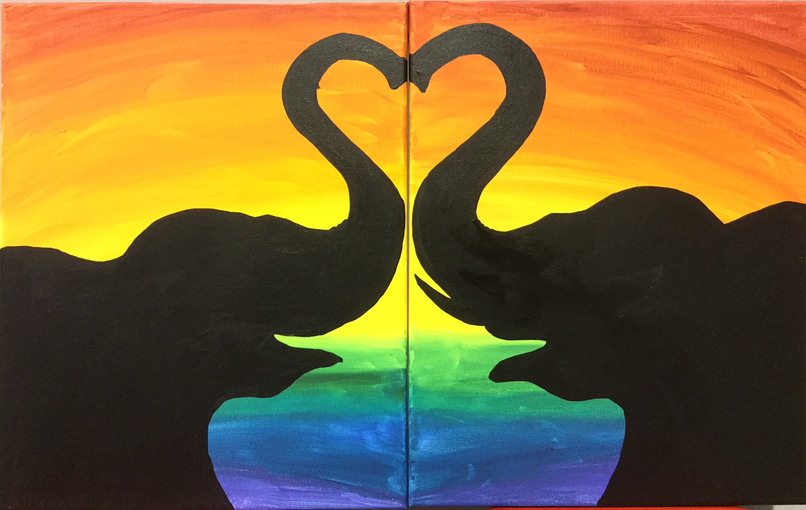 1588x1004 Elephant Love Couples Night! The Wet Paintbrush - Elephant Love Painting