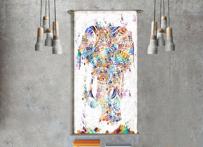800x579 Elephant Decor Geometric Mandala Tapestry Wall Hanging Wall Art - Elephant Mandala Painting