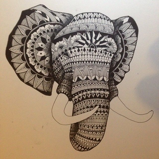 640x640 Hamsa Hand Drawing Tumblr - Elephant Mandala Painting
