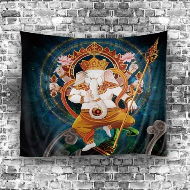 640x640 Home Elephant Mandala Tapestry Indian Yoga Mat Printed Wall - Elephant Mandala Painting