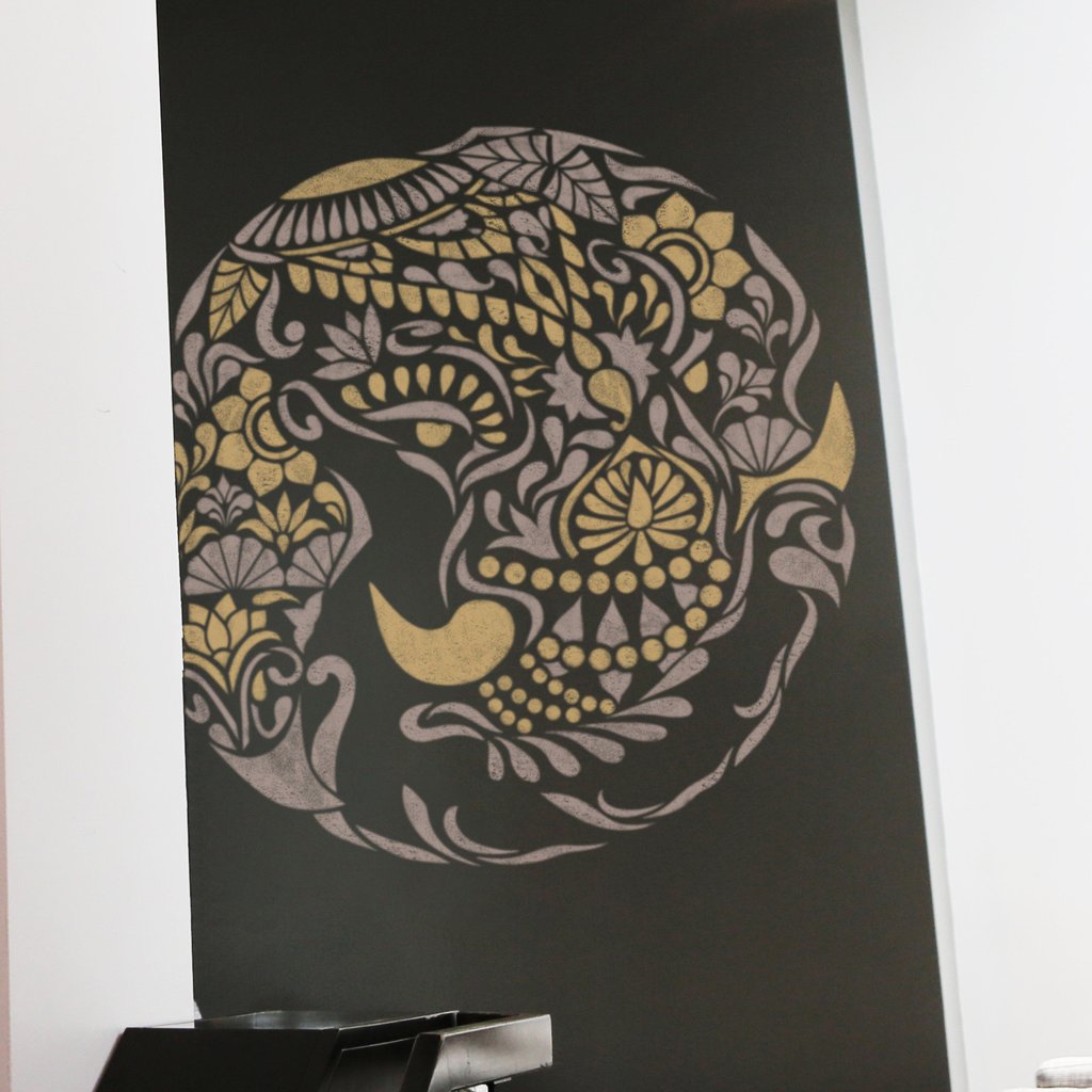 1024x1024 Indian Elephant Medallion Stencil - Elephant Mandala Painting