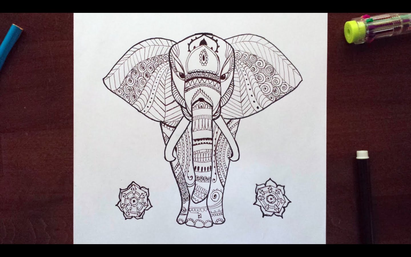 1440x900 Mandala Elephant Speed Drawing - Elephant Mandala Painting