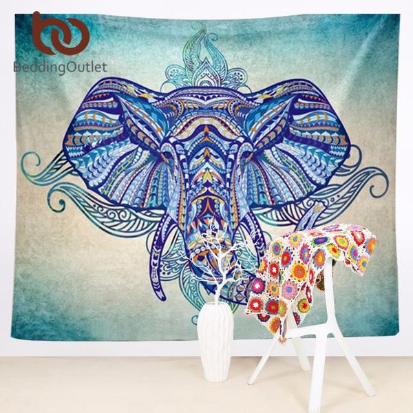 600x600 Beautiful Elephant Mandala Tapestry - Elephant Mandala Painting