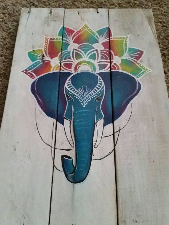 570x760 Boho Elephant Painting. Tyedyed Boho Elephant Art Custom Hand - Elephant Mandala Painting