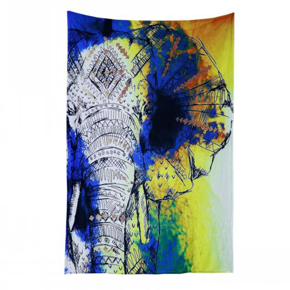 1000x1000 Custom Made Cotton Polyester Modal Super Soft Crystal Material - Elephant Mandala Painting