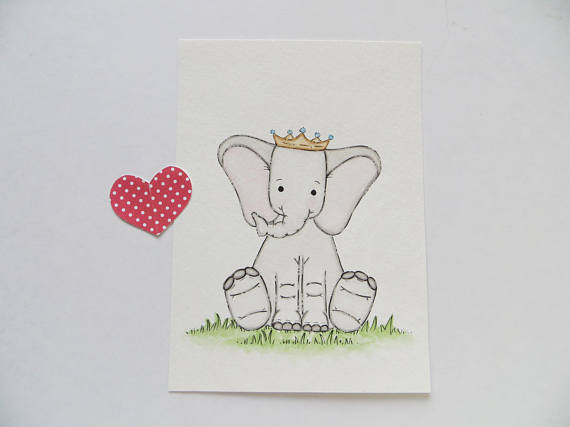 570x427 Little Prince Watercolor Painting Nursery Art Original - Elephant Nursery Painting