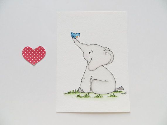 570x427 Sweet Friendship Nursery Elephant Watercolor Painting Kids - Elephant Nursery Painting