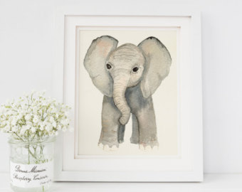 340x270 Watercolor Cow Art Print Jersey Cow Painting Cow Decor - Elephant Nursery Painting