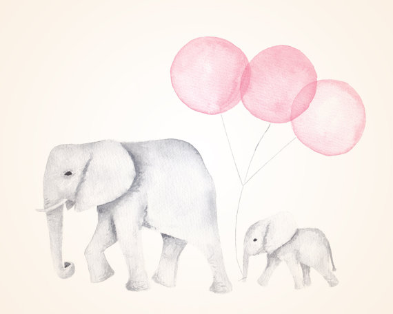 570x456 Elephant Nursery Painting Print - Elephant Nursery Painting
