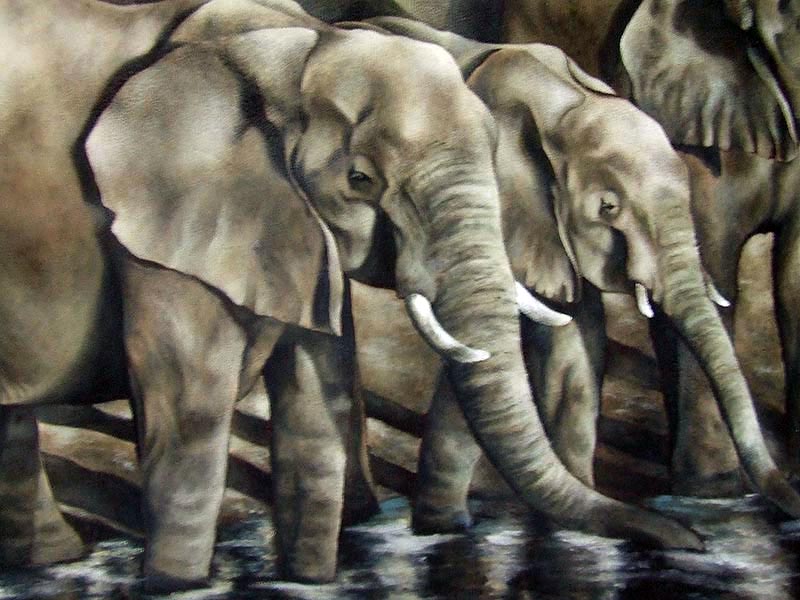 800x600 Elephant Oil Painting African Elephant Painting On Leather - Elephant Oil Painting