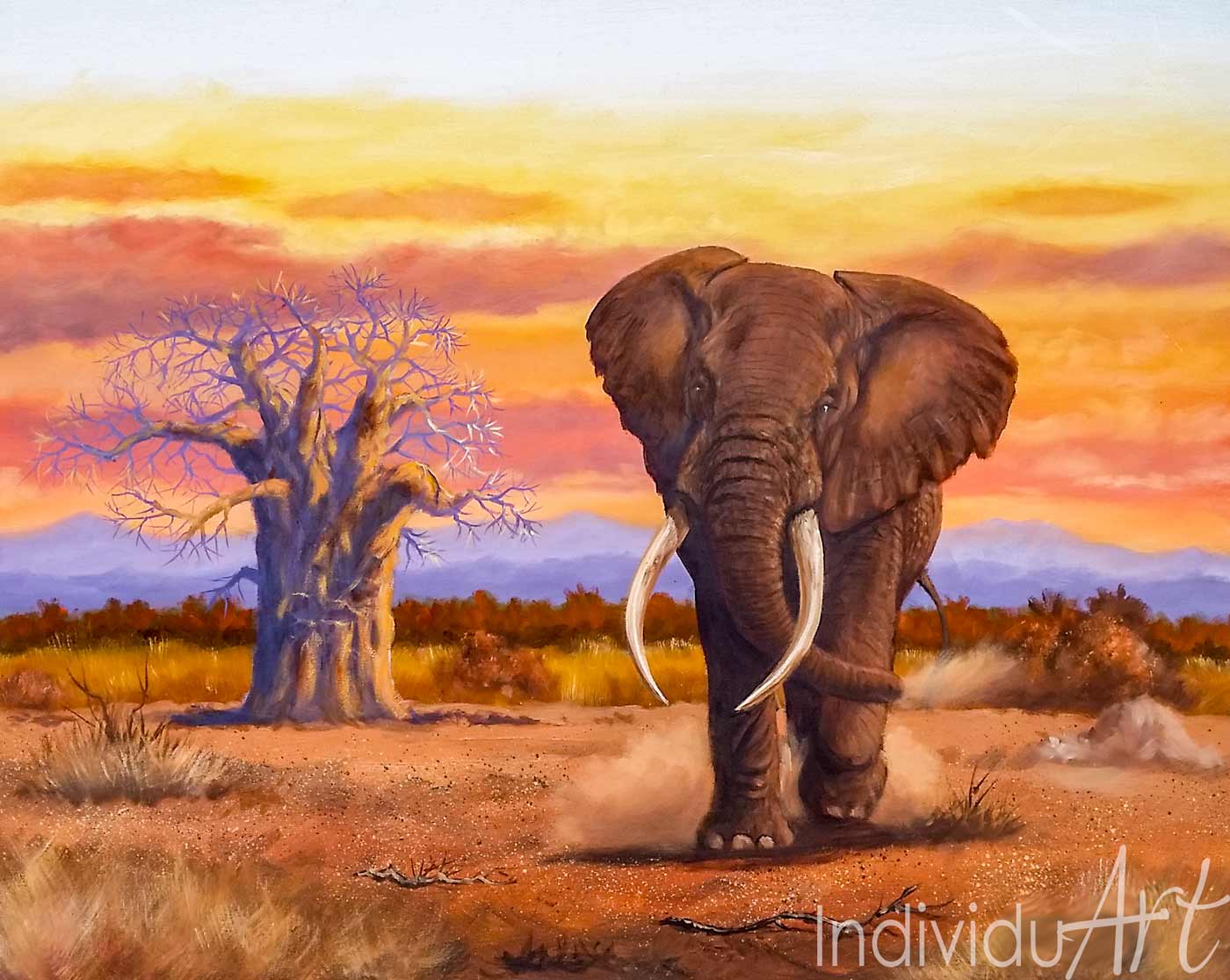 1400x1116 Elephant Paintings Magnificent African Elephant Oil Paintings - Elephant Oil Painting