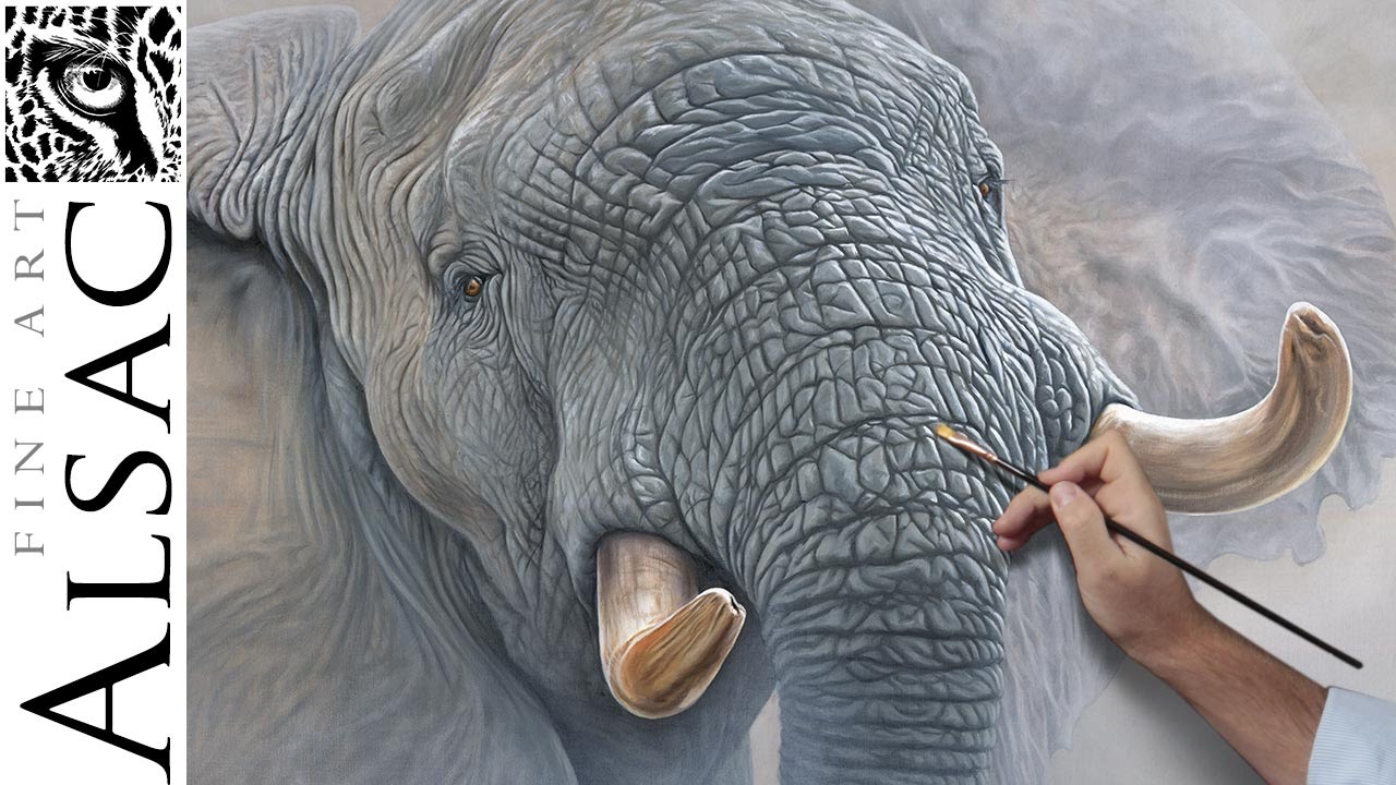 1280x720 High And Mighty - Elephant Oil Painting
