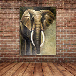 300x300 Modern Animal Art African Elephant Oil Painting Canvas Art - Elephant Oil Painting
