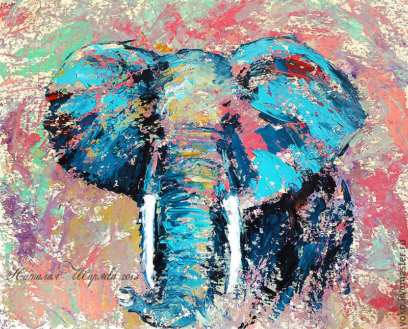 800x646 Turquoise Abstract Elephant Oil Painting Shopline - Elephant Oil Painting