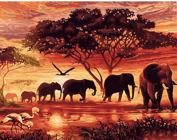 600x475 Diy Painting By Numbers - Elephant Painting