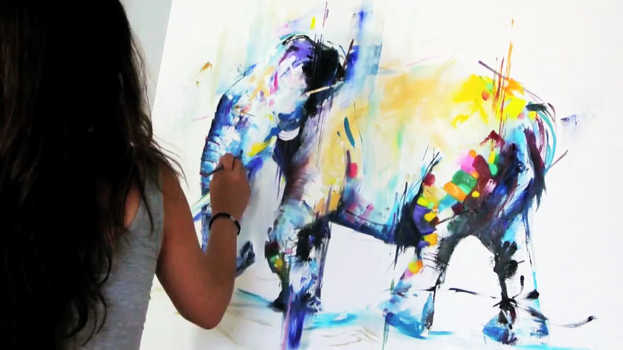 1280x720 Iridiscence - Elephant Painting Abstract
