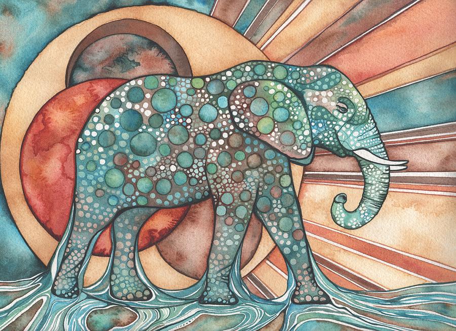 900x653 Sunphant Sun Elephant Painting By Tamara Phillips - Elephant Painting Abstract