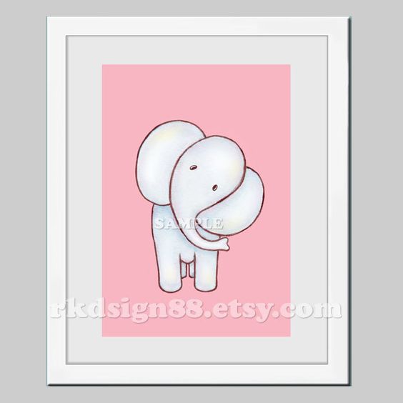 564x564 Elephant Painting Nursery Art, Lion Baby Boy Nursery Decor - Elephant Painting For Baby Room