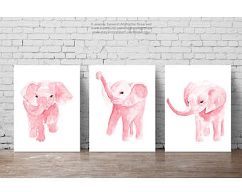 340x270 Elephant Watercolor Etsy - Elephant Painting For Baby Room