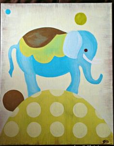 236x301 Kids Wall Art A Baby Elephant With A Bird Canvas Painting Kids - Elephant Painting For Kids