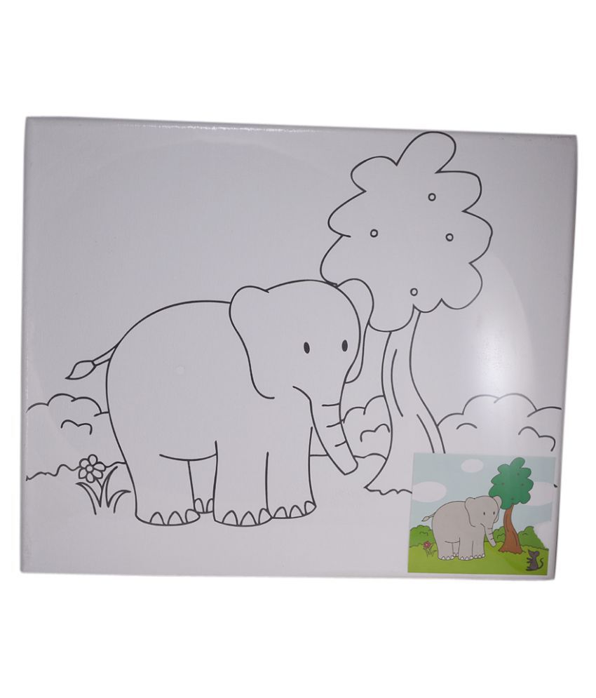 850x995 Saamarth Impex Brand Kids Canvas Painting Amp Coloring Set - Elephant Painting For Kids