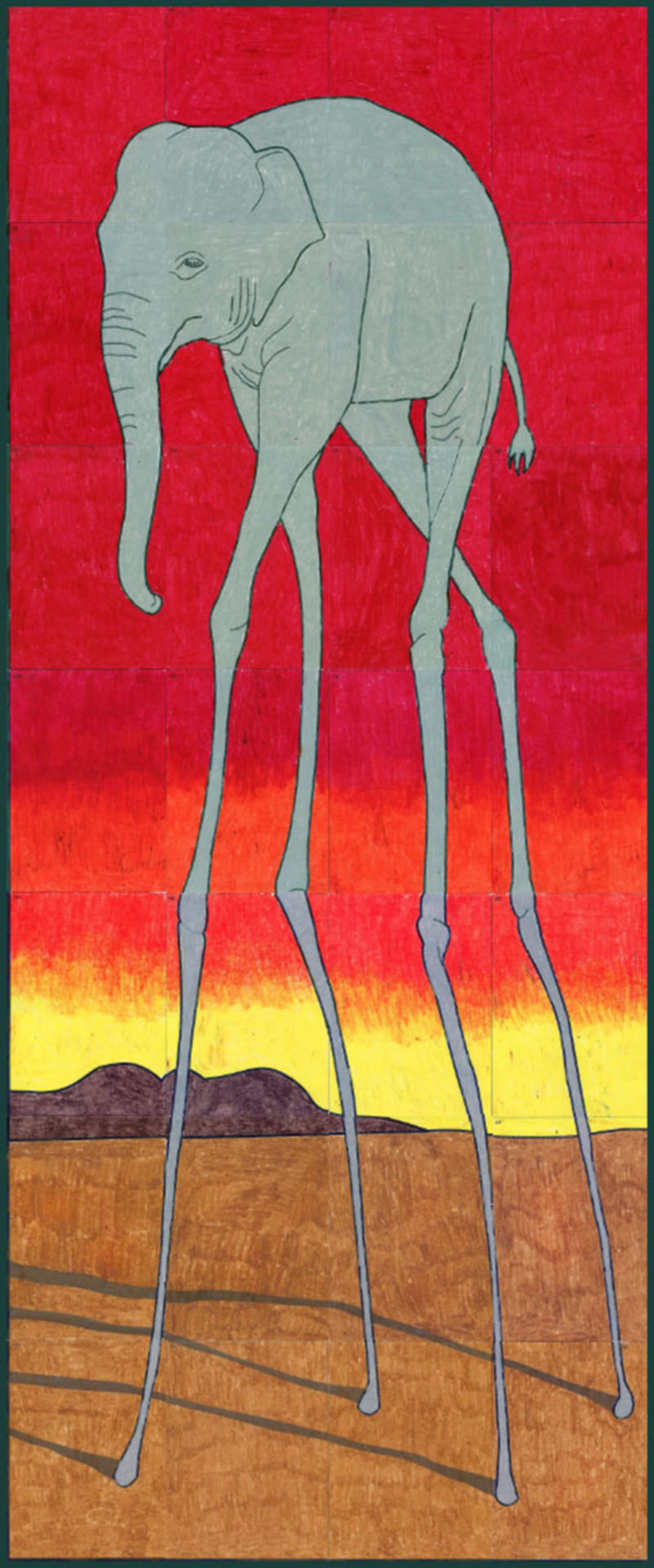 800x1918 Salvador Dali Mural Preview Art Projects For Kids Bloglovin' - Elephant Painting For Kids