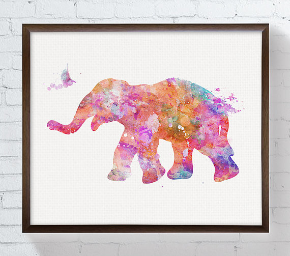 570x503 Watercolor Elephant, Kids Wall Art, Nursery Wall Art, Elephant Art - Elephant Painting For Kids