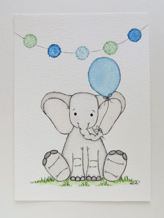 570x760 Watercolor Painting, Nursery Art, Elephant Painting, Kids Wall Art - Elephant Painting For Kids