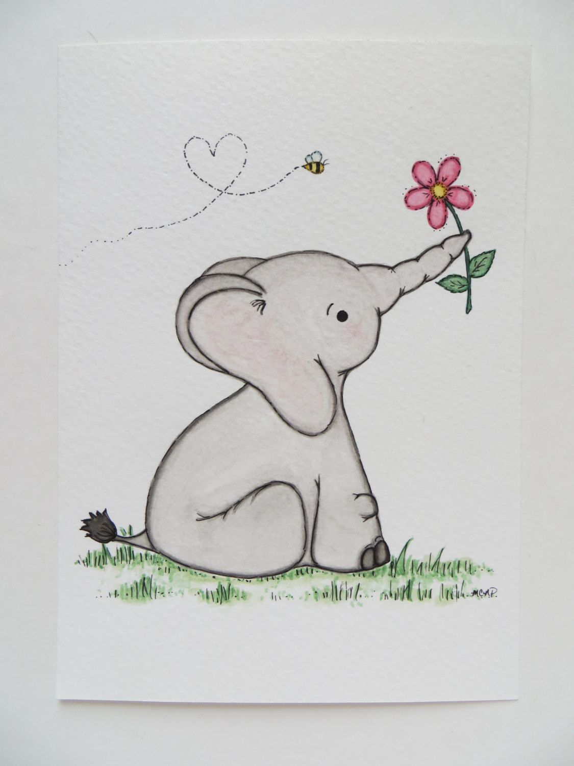 1125x1500 Watercolor Painting, Nursery Art, Original Painting, Elephant - Elephant Painting For Kids