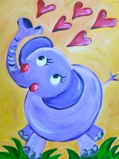 240x320 Art Buzz Kids Elephant Honolulu, Hi Wine Amp Design - Elephant Painting For Kids