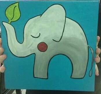 349x323 Elephant Canvas Painting Kids Canvas Painting - Elephant Painting For Kids