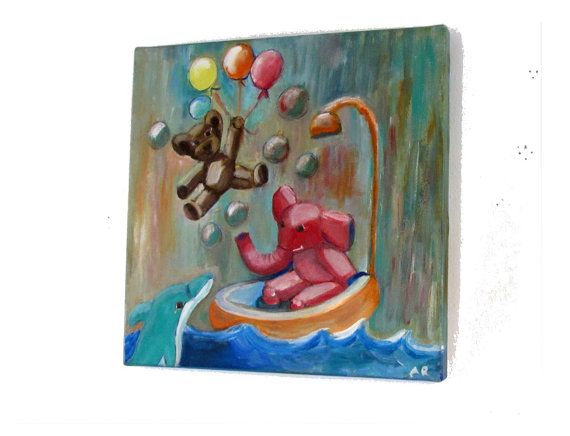 570x436 Elephant Art Nursery. Painting For Kids. Canvas Nursery Art - Elephant Painting For Nursery