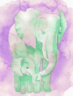 236x308 Mother Baby Elephant Print, Motherhood, Baby Shower, Parenthood - Elephant Painting For Nursery