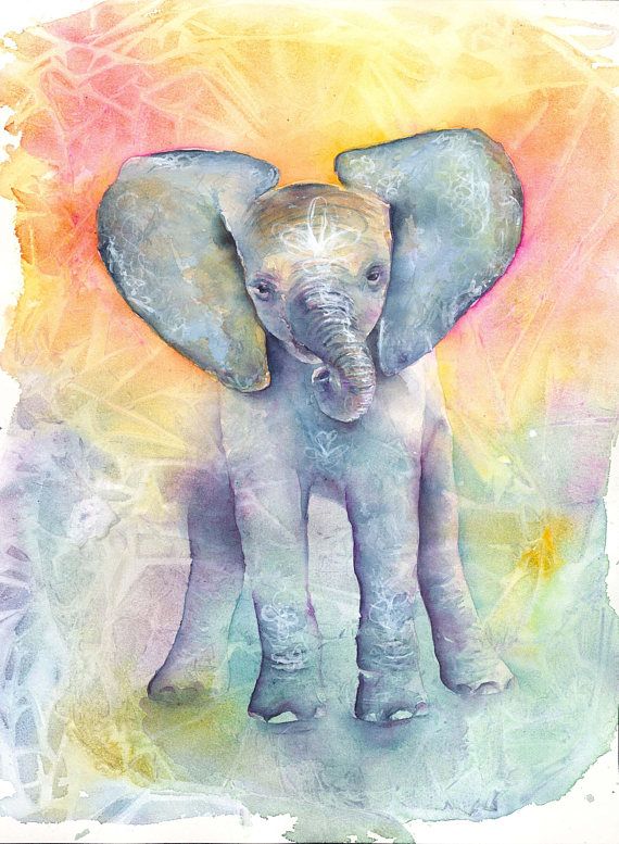 570x777 Baby Elephant Art Print Elephant Art Elephant Watercolor Art - Elephant Painting For Nursery