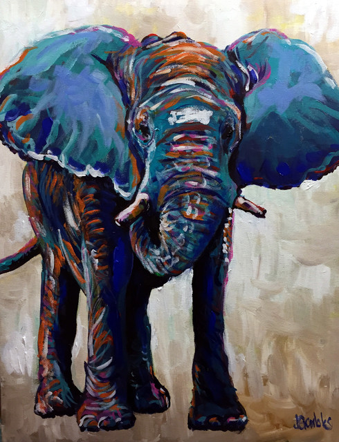 490x640 Lionheart Impressionist Elephant Painting, 30x40 - Elephant Painting Images