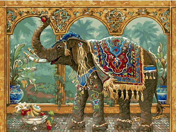 600x450 Royal Elephant Painting On Canvas - Elephant Painting Images