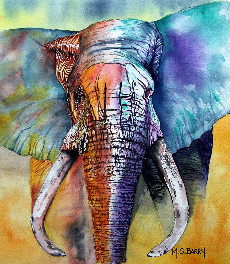 782x900 Alpha Painting By Maria Barry - Elephant Painting Images