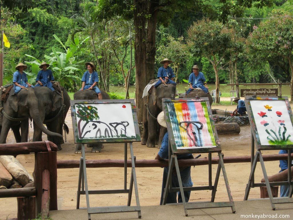 1024x768 Elephants Painting - Elephant Painting Thailand