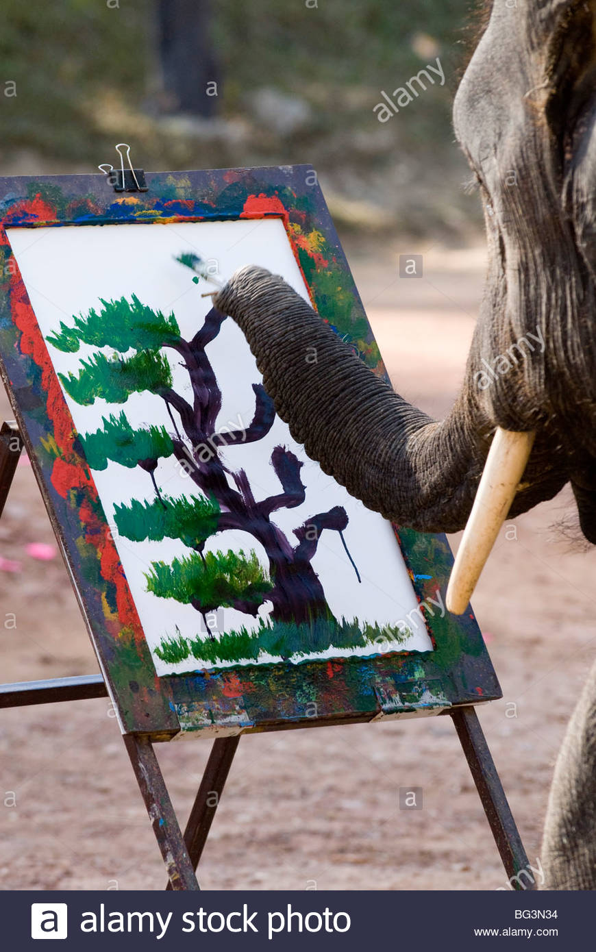 870x1390 Elephant Painting, Chiang Mai, Thailand, Southeast Asia, Asia - Elephant Painting Thailand